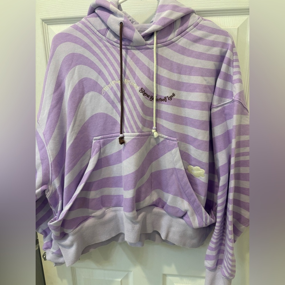 Nike Phoenix Purple and White Striped Oversized Hoodie